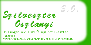 szilveszter oszlanyi business card